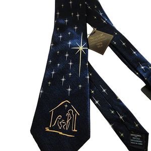 Eagles Wings Inspirational Christian Nativity Silk Blue Necktie
